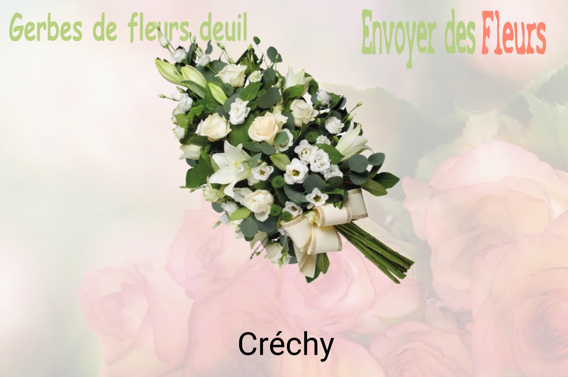 Gerbe de fleurs de deuil livrée à Créchy